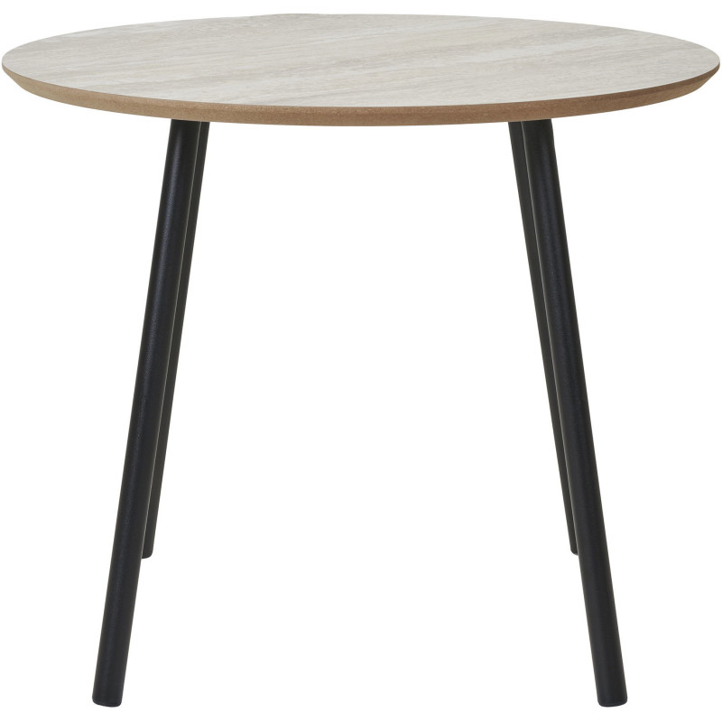 Table basse moderne Ronde Bois Beige Effet travertin Métal Noir Alost - 2