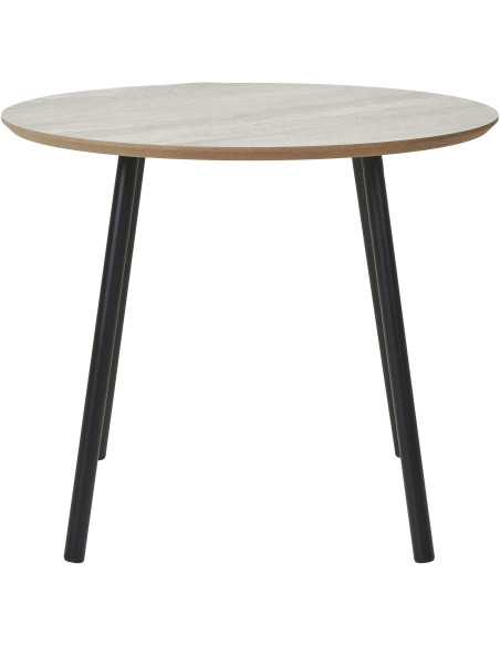 Table basse moderne Ronde Bois Beige Effet travertin Métal Noir Alost - 2