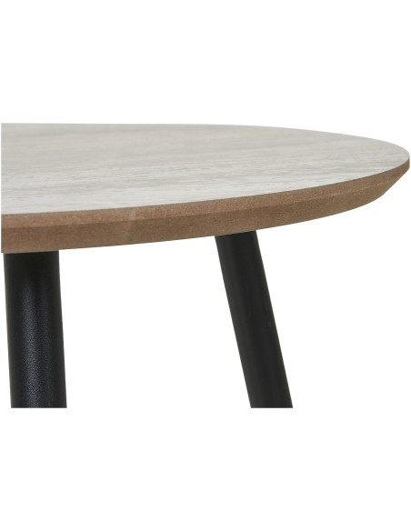 Table basse moderne Ronde Bois Beige Effet travertin Métal Noir Alost - 3