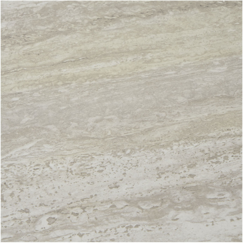 Table basse moderne Ronde Bois Beige Effet travertin Métal Noir Alost - 4