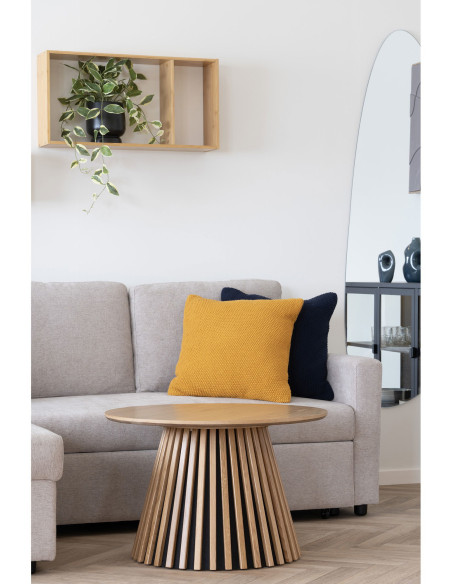 Table basse moderne Ronde Bois MDF Naturel Effet chêne Osaka - 2