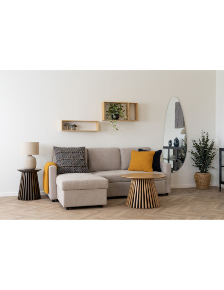 Table basse moderne Ronde Bois MDF Naturel Effet chêne Osaka - 6