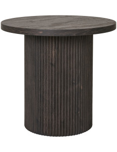 Table d'appoint moderne Ronde Bois MDF Papier décoratif Marron foncé Noir Boavista - 1
