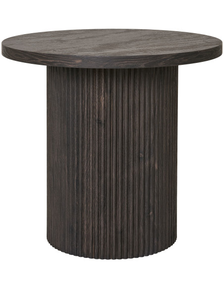 Table d'appoint moderne Ronde Bois MDF Papier décoratif Marron foncé Noir Boavista - 1