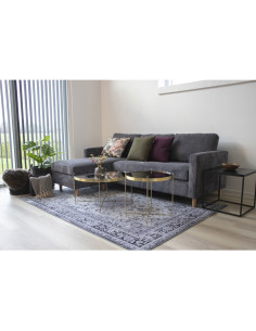 Table basse moderne Ronde Métal Doré Effet laiton Verre Venezia - 1 2