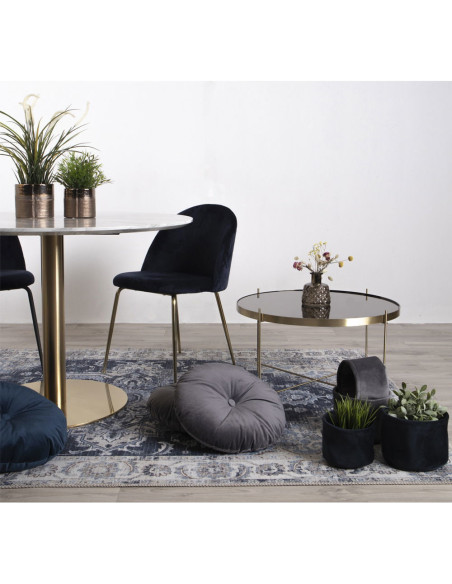 Table basse moderne Ronde Métal Doré Effet laiton Verre Venezia - 5