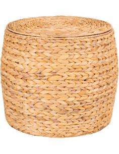 Table d'appoint Coffre rangement Ronde Jacinthe d'eau Naturel Delia - 1