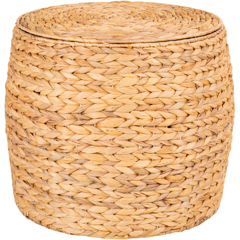 Table d'appoint Coffre rangement Ronde Jacinthe d'eau Naturel Delia - 1