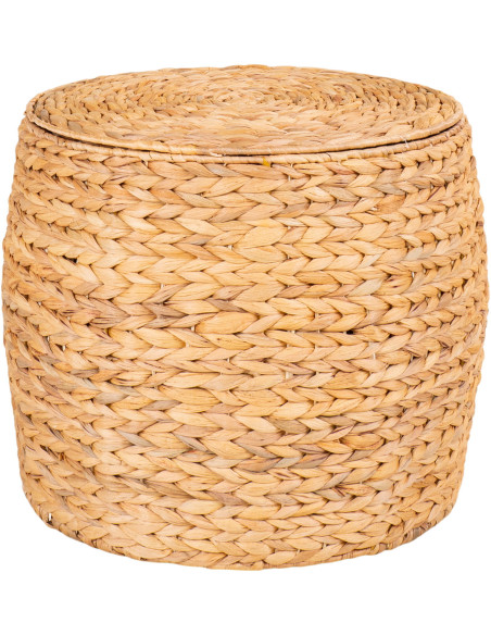 Table d'appoint Coffre rangement Ronde Jacinthe d'eau Naturel Delia - 1