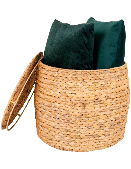 Table d'appoint Coffre rangement Ronde Jacinthe d'eau Naturel Delia - 3