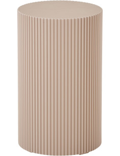 Table d'appoint moderne rainurée Ronde Bois MDF Beige Farense - 1