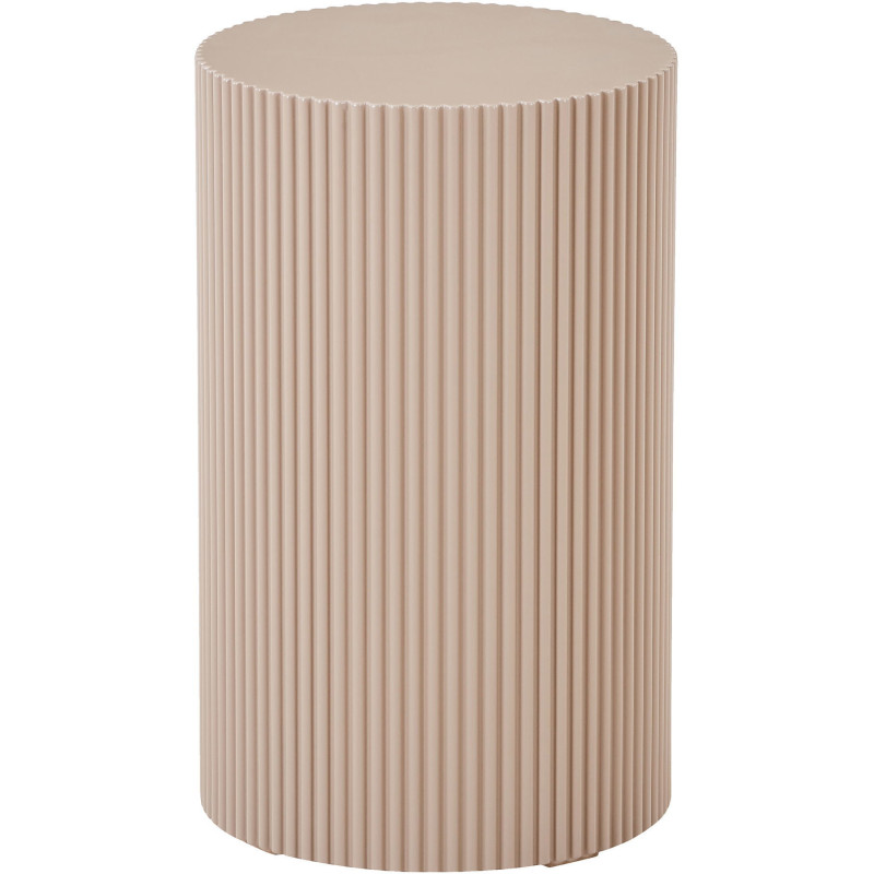 Table d'appoint moderne rainurée Ronde Bois MDF Beige Farense - 1