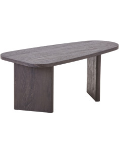 Table basse moderne Ovale Bois MDF Papier décoratif Marron foncé Melo - 1