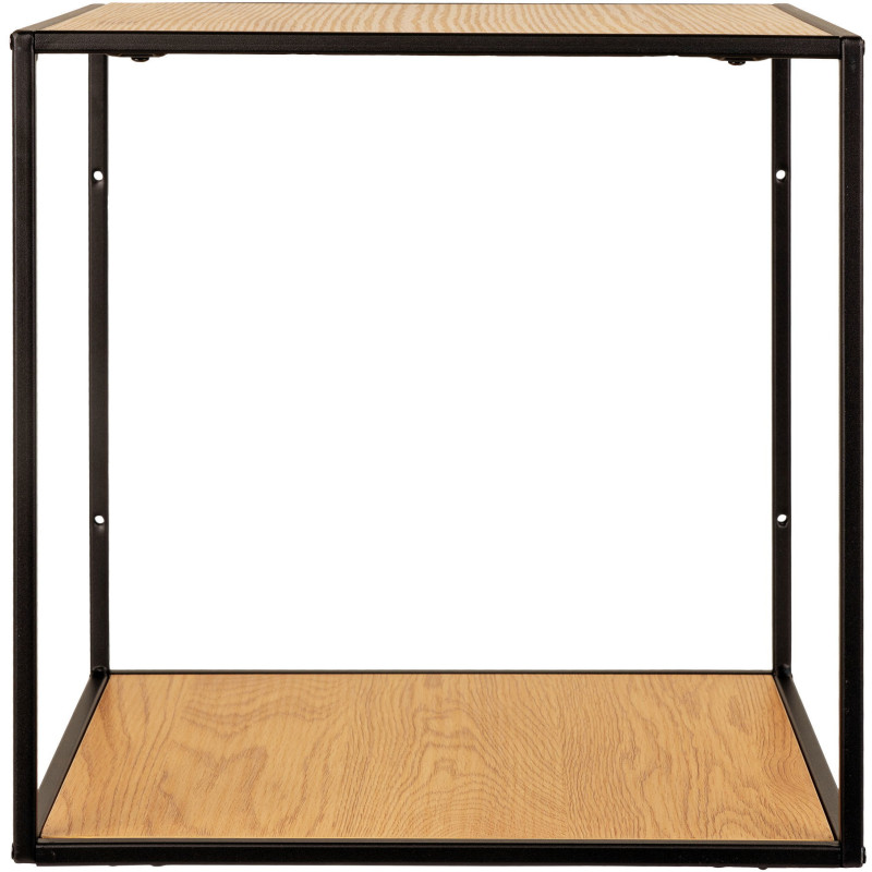 Petite Étagère murale moderne 2 niveaux Métal Noir Panneau de particules Feuille de mélamine Naturel Effet chêne Vita - 2