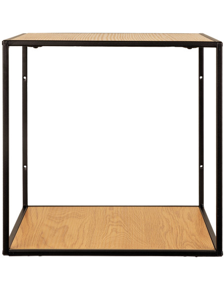 Petite Étagère murale moderne 2 niveaux Métal Noir Panneau de particules Feuille de mélamine Naturel Effet chêne Vita - 2