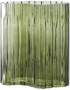 Vase moderne plat Irrégulier Hauteur 26 cm Verre Vert fumé Vejle - 1