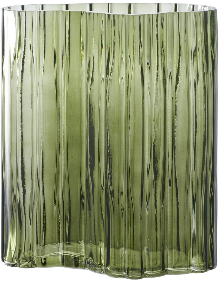 Vase moderne plat Irrégulier Hauteur 26 cm Verre Vert fumé Vejle - 1