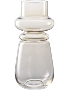 Vase design Rond Hauteur 31 cm Verre Marron fumé Ringe - 1