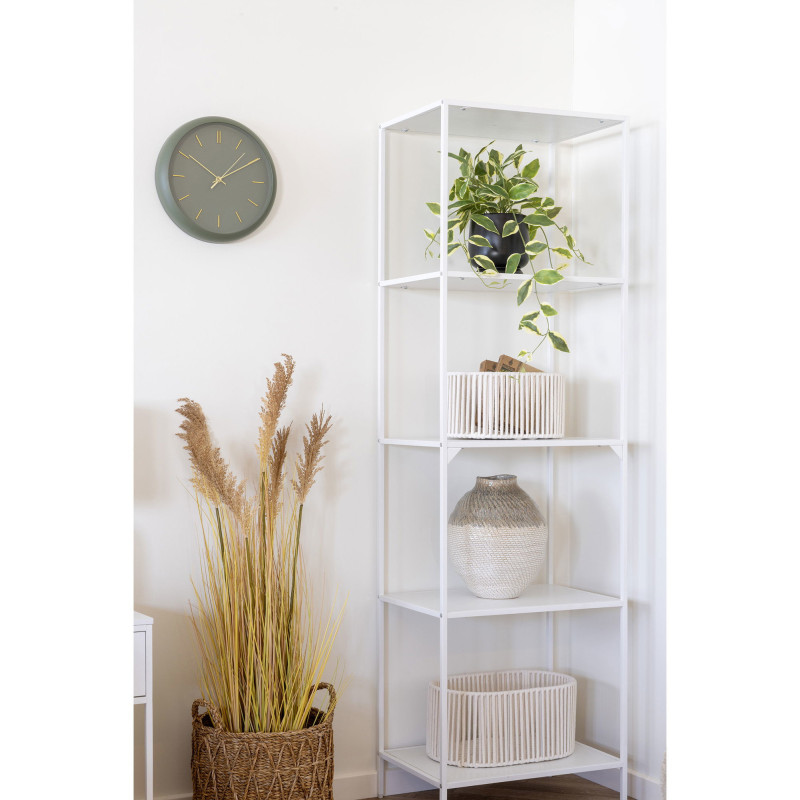 Vase original Rond Hauteur 30 cm Céramique Blanc Vert Motif tressage Aarhus - 5