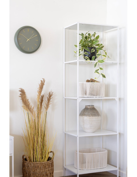 Vase original Rond Hauteur 30 cm Céramique Blanc Vert Motif tressage Aarhus - 5