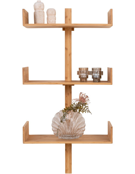 Étagère murale moderne 3 niveaux Bambou Naturel Villa - 3