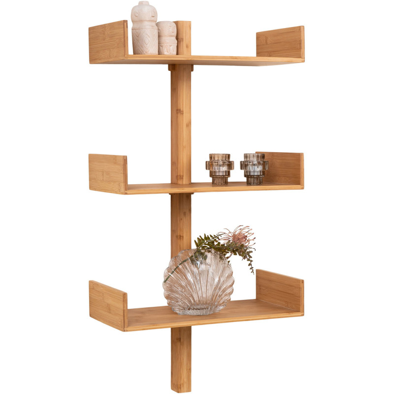 Étagère murale moderne 3 niveaux Bambou Naturel Villa - 5