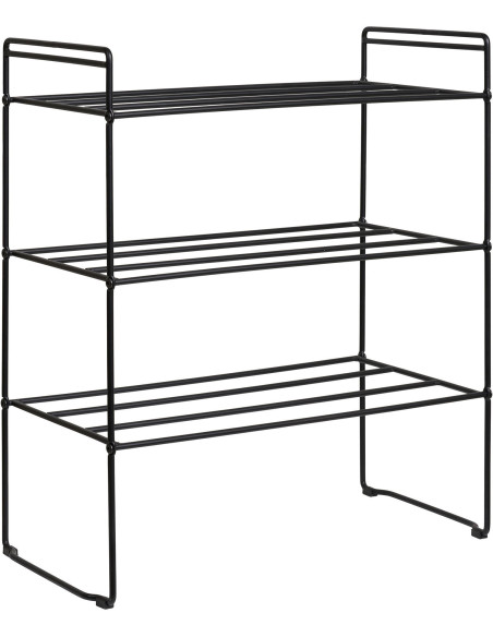Étagère à chaussures moderne 3 niveaux Métal Noir Swansea - 1