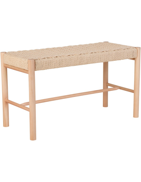 Banc d'entrée moderne 2 places Corde en papier tressé Bois de peuplier Naturel Abano - 1