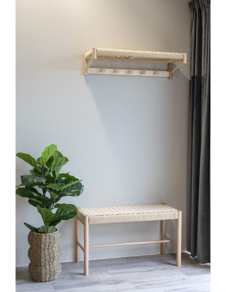Banc d'entrée moderne 2 places Corde en papier tressé Bois de peuplier Naturel Abano - 7
