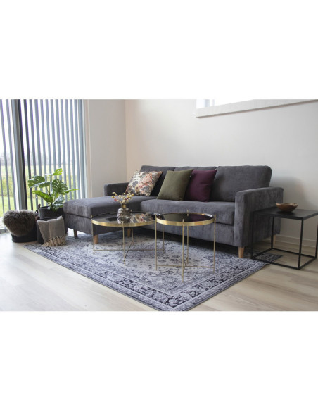 Table d'appoint moderne Ronde Métal Doré Effet laiton Verre Venezia - 2