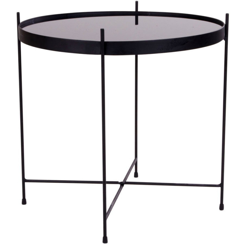 Table d'appoint moderne Ronde Métal Noir Verre Venezia - 1