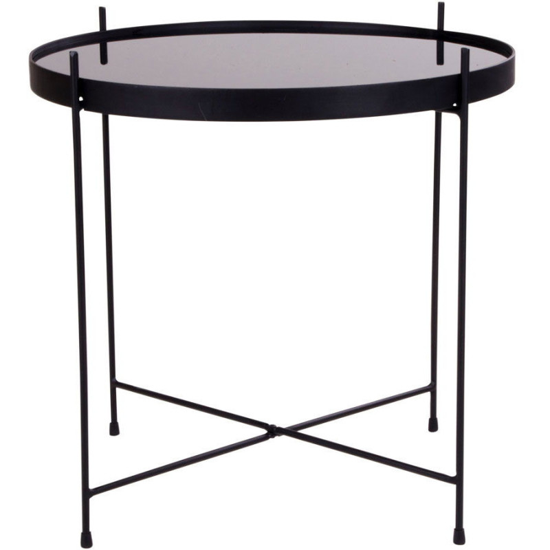 Table d'appoint moderne Ronde Métal Noir Verre Venezia - 3