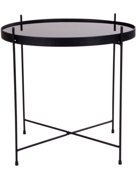 Table d'appoint moderne Ronde Métal Noir Verre Venezia - 3