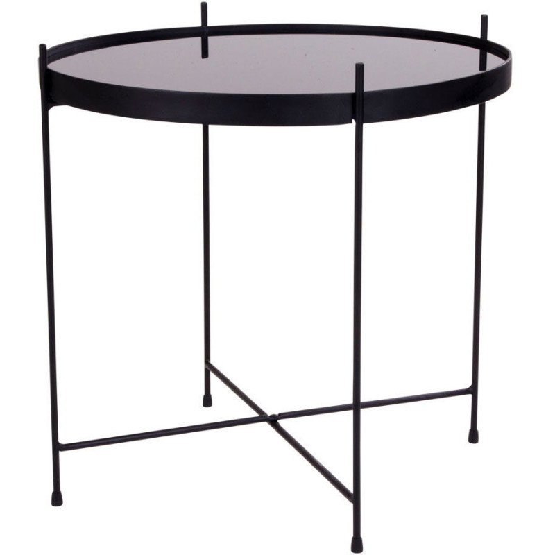 Table d'appoint moderne Ronde Métal Noir Verre Venezia - 4