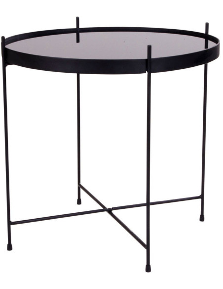 Table d'appoint moderne Ronde Métal Noir Verre Venezia - 4