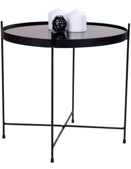 Table d'appoint moderne Ronde Métal Noir Verre Venezia - 5