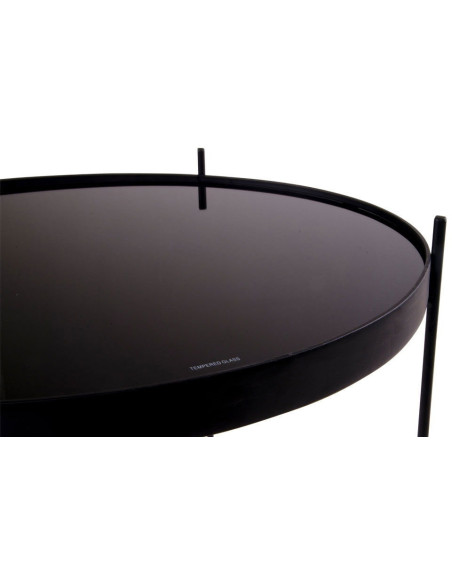 Table d'appoint moderne Ronde Métal Noir Verre Venezia - 6