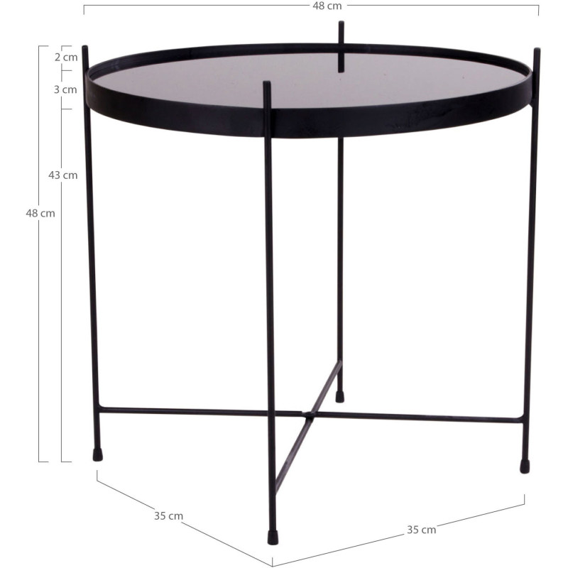 Table d'appoint moderne Ronde Métal Noir Verre Venezia - 7