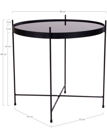 Table d'appoint moderne Ronde Métal Noir Verre Venezia - 7
