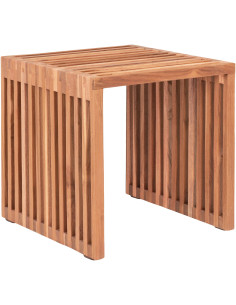 Table d'appoint moderne Carrée Bois de teck Naturel Pego - 1