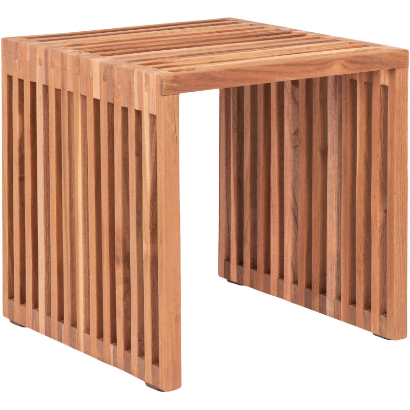 Table d'appoint moderne Carrée Bois de teck Naturel Pego - 1