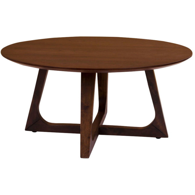 Table basse moderne Ronde Bois MDF Marron Effet noyer Hellrup - 1