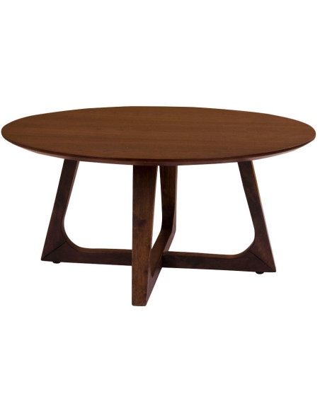 Table basse moderne Ronde Bois MDF Marron Effet noyer Hellrup - 1