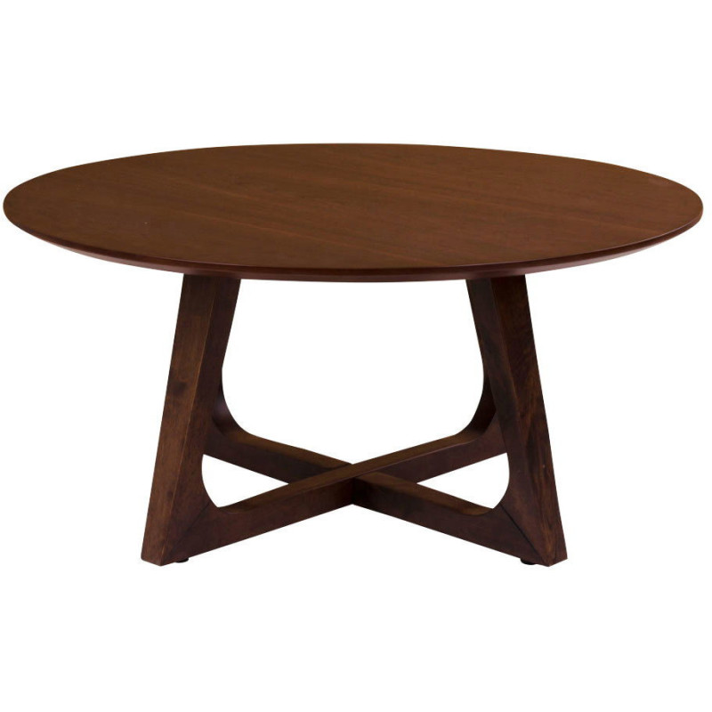 Table basse moderne Ronde Bois MDF Marron Effet noyer Hellrup - 3