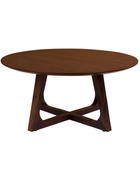 Table basse moderne Ronde Bois MDF Marron Effet noyer Hellrup - 3