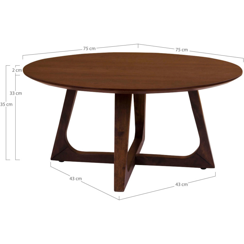 Table basse moderne Ronde Bois MDF Marron Effet noyer Hellrup - 4