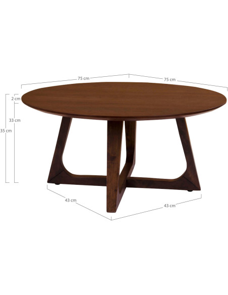 Table basse moderne Ronde Bois MDF Marron Effet noyer Hellrup - 4