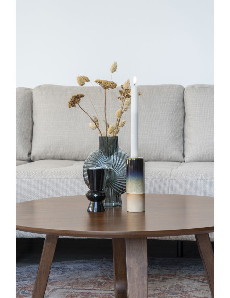 Table basse moderne Ronde Bois MDF Marron Effet noyer Hellrup - 7