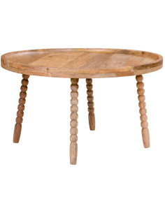 Table basse originale Ronde Bois de manguier Naturel Jammu - 1