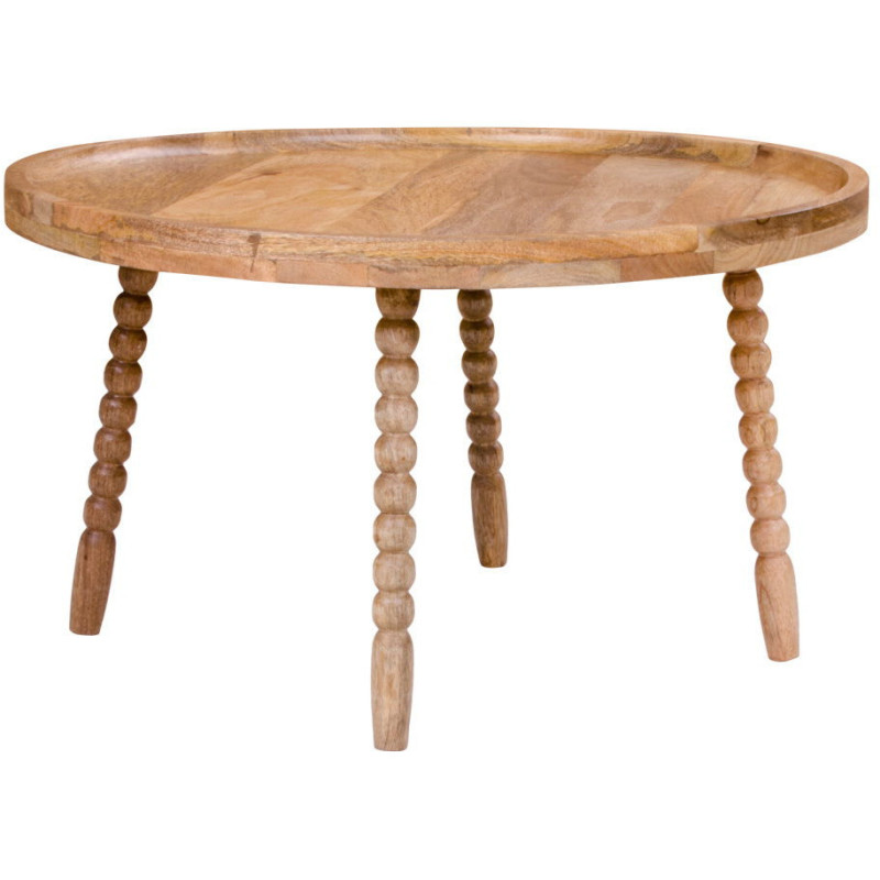 Table basse originale Ronde Bois de manguier Naturel Jammu - 1